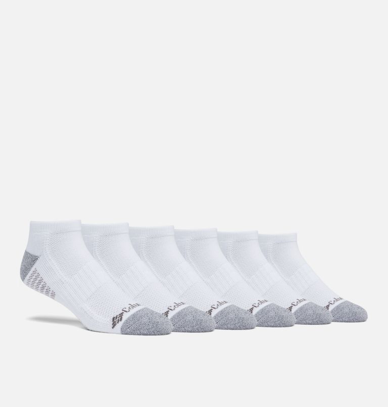 Columbia Men's No Show Pique Foot 6 Pairs Sock, White/Columbia