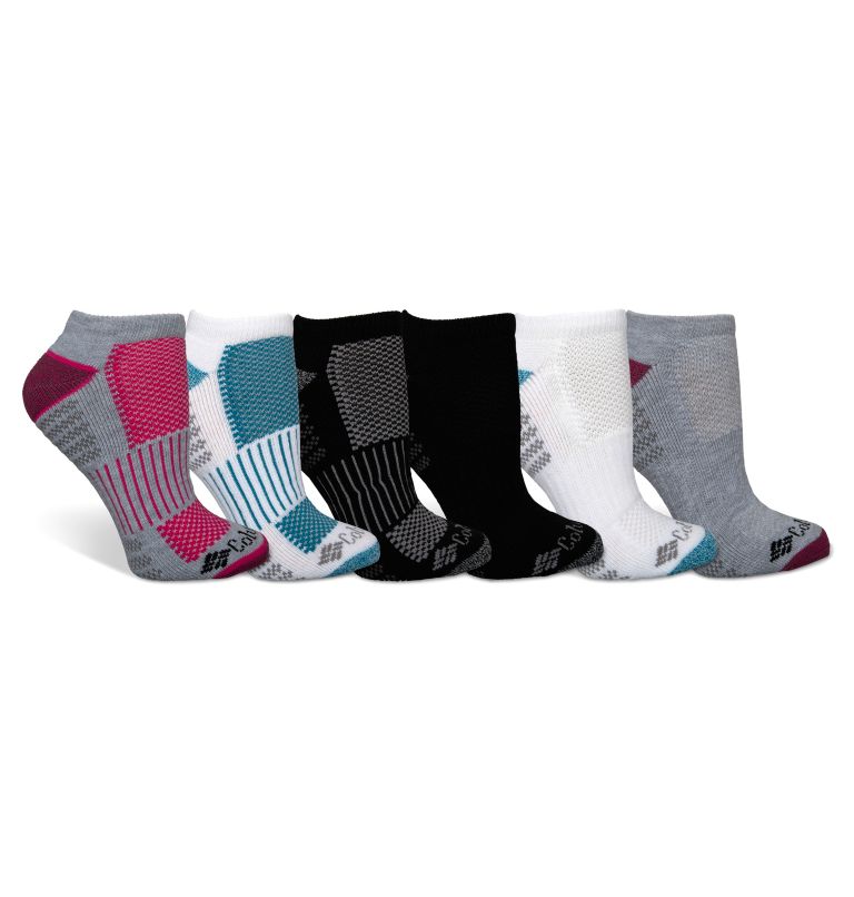 M 6PK No-Show W/Pique Sock | 021 | O/S, Color: Grey, White, Black, image 1
