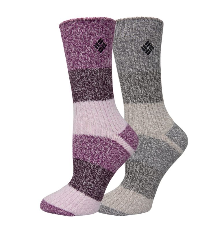 Super Soft Micro Poly Marled Stripe Crew | 594 | O/S, Color: Wild Iris/Char, image 1