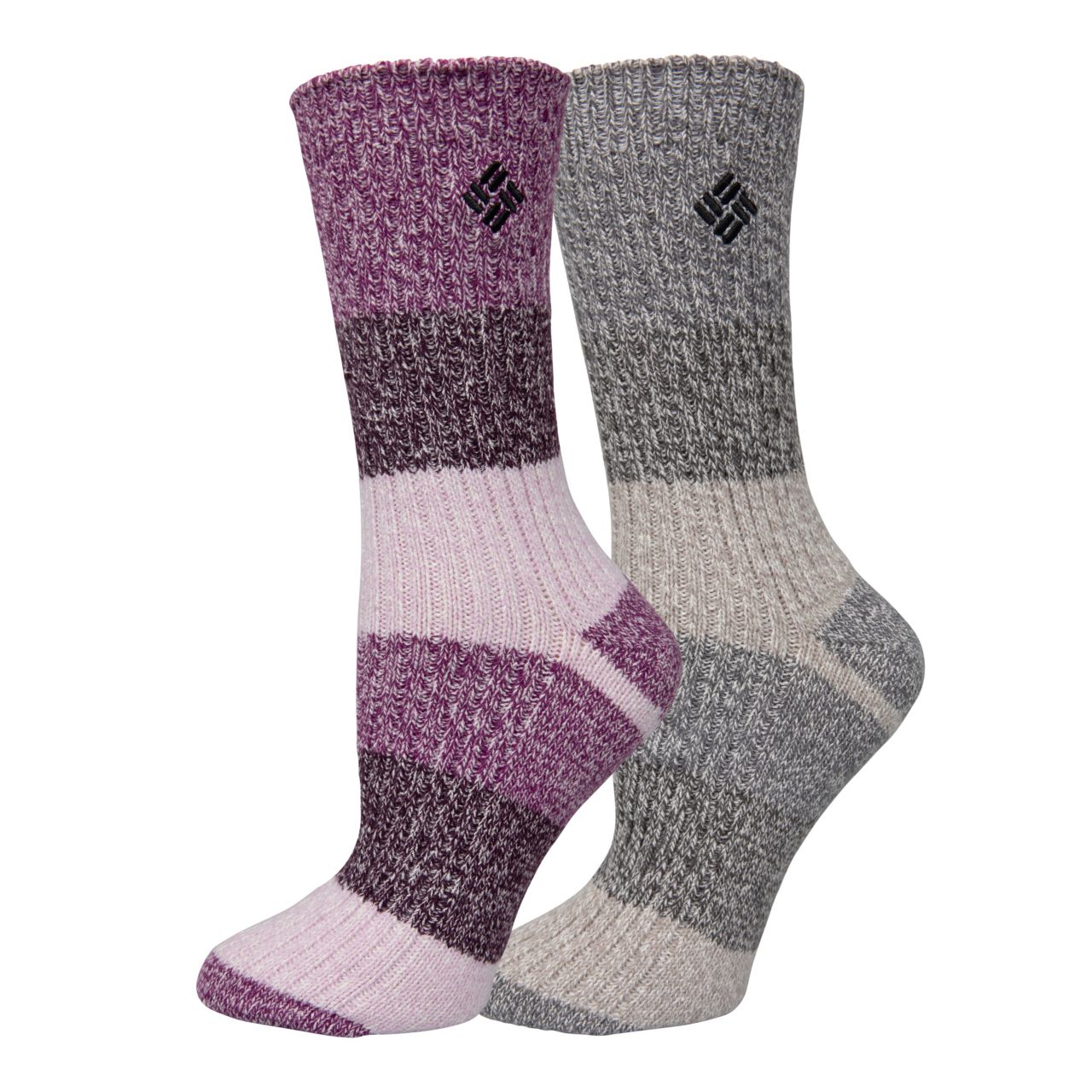 Women's Super Soft Micro Poly Marled Stripe Crew Sock - 2pk 1