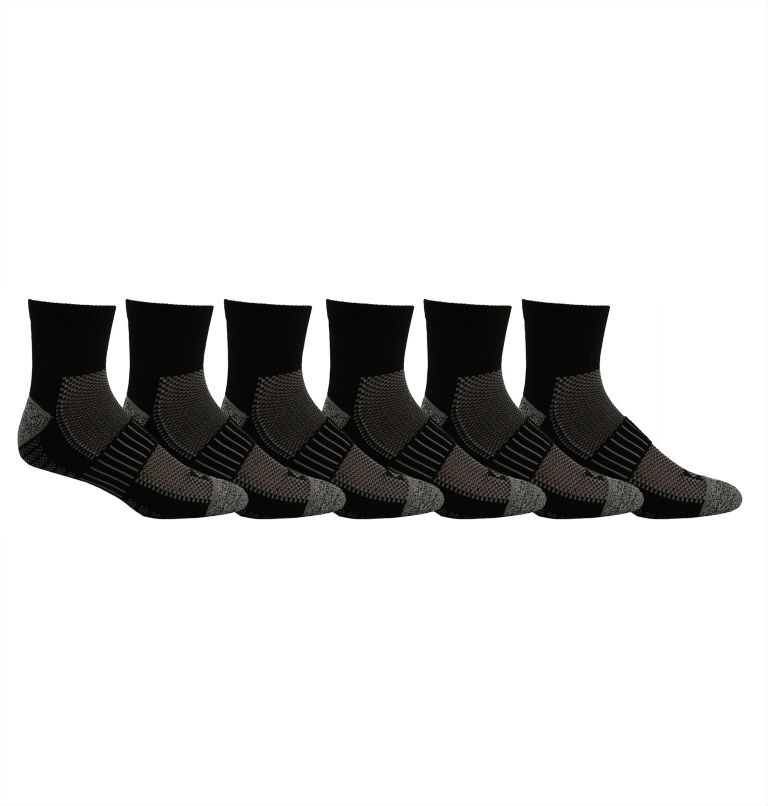 Men's Quarter With Pique Footbed Socks - 6 Pack, Color: Black, image 1
