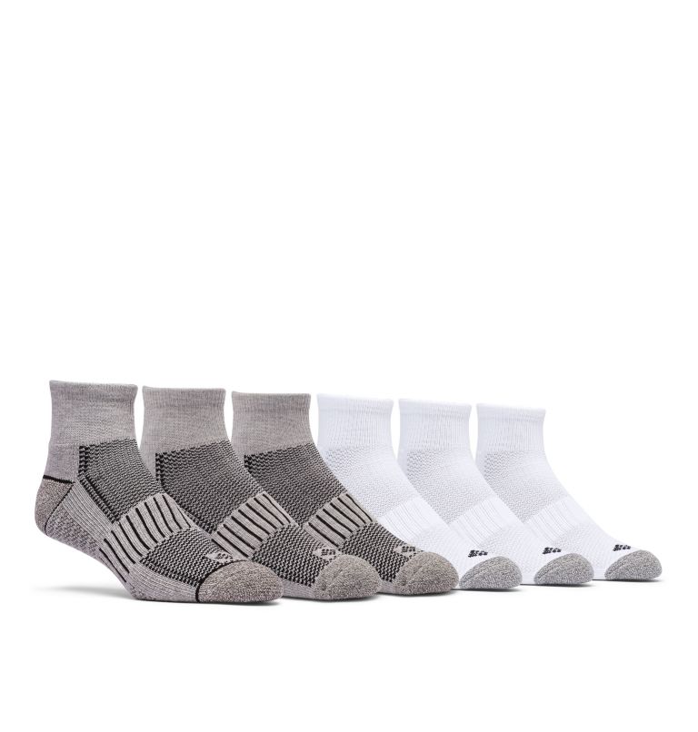 Men's Quarter With Pique Footbed Socks - 6 Pack, Color: White, image 1