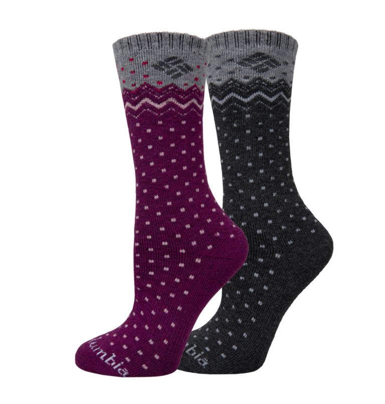Women's Dottie Wool Crew 2PK Sock, Color: Wild Iris/Char, image 1
