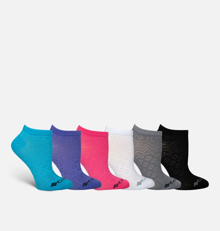 Women's 6PK Fashion No Show Patter Mesh | 900 | O/S, Color: BLU/PU/PK/W/G/B, image 1