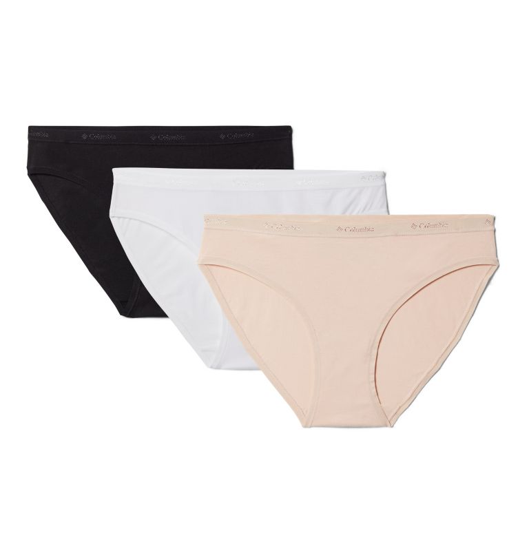 Women's Stretch Cotton Bikini - 3 Pack, Color: White/Nude/Black, image 1