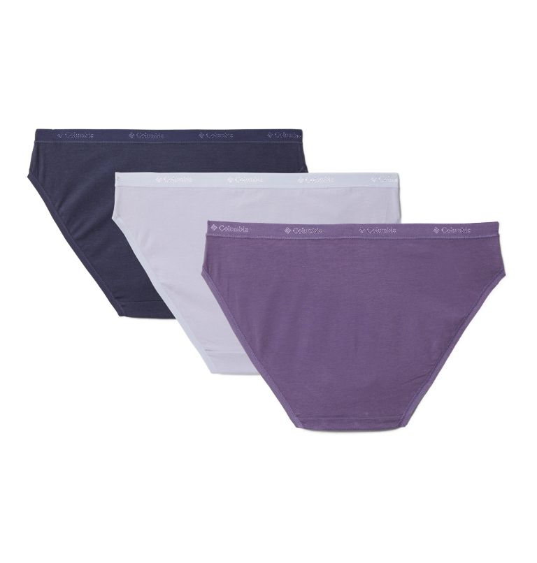 Thumbnail: Women's 4-Way Stretch Cotton Bikini - 3 Pack, Color: Twilight/Plum Purple/Noctural, image 2