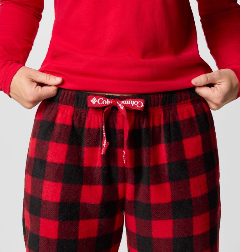 Women's Fleece Pajama Set, Color: MT Red Buffalo Graphic, image 6