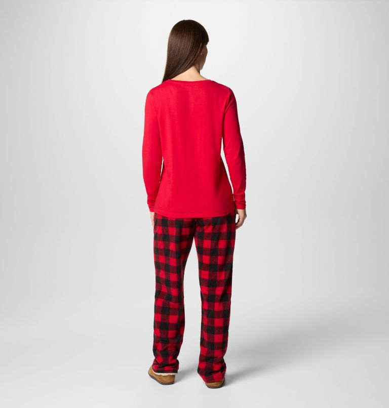 Women's Fleece Pajama Set, Color: MT Red Buffalo Graphic, image 2