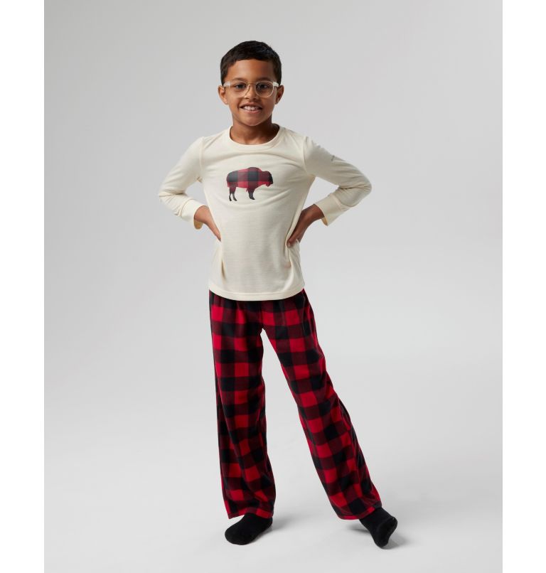 Thumbnail: Kid's PJ Set, Color: Chalk Top Buffalo/Red Pant, image 1