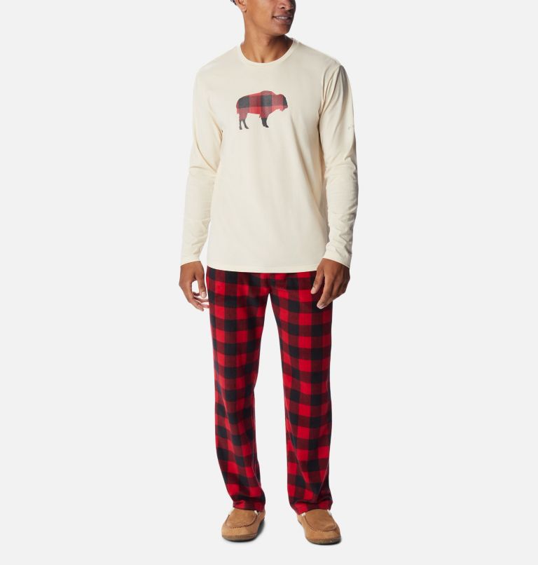 Thumbnail: Men's PJ Set, Color: Chalk Top Buffalo/Red Pant, image 5