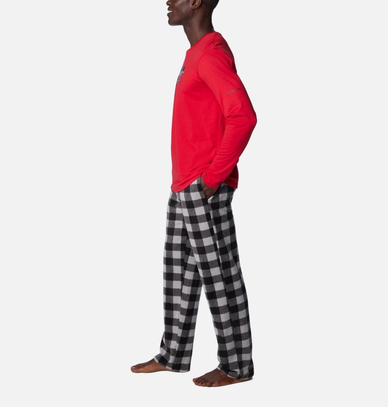 Stars Above Men's Red & Black Plaid Fleece Sleep Pajama Bottoms