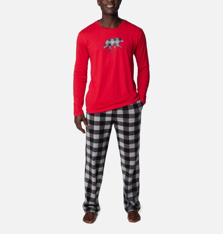 Men's Bear Pajamas Set, Color: MT Red Buffalo Graphic, image 1
