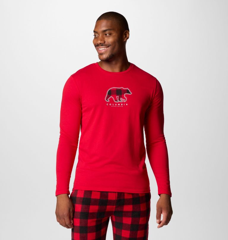 Men's Bear Pajamas Set, Color: Top: Mountain Red Bottom: Buffalo White, image 4