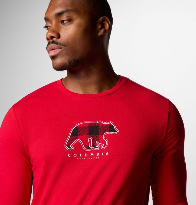 Men's Bear Pajamas Set, Color: Top: Mountain Red Bottom: Buffalo White, image 5