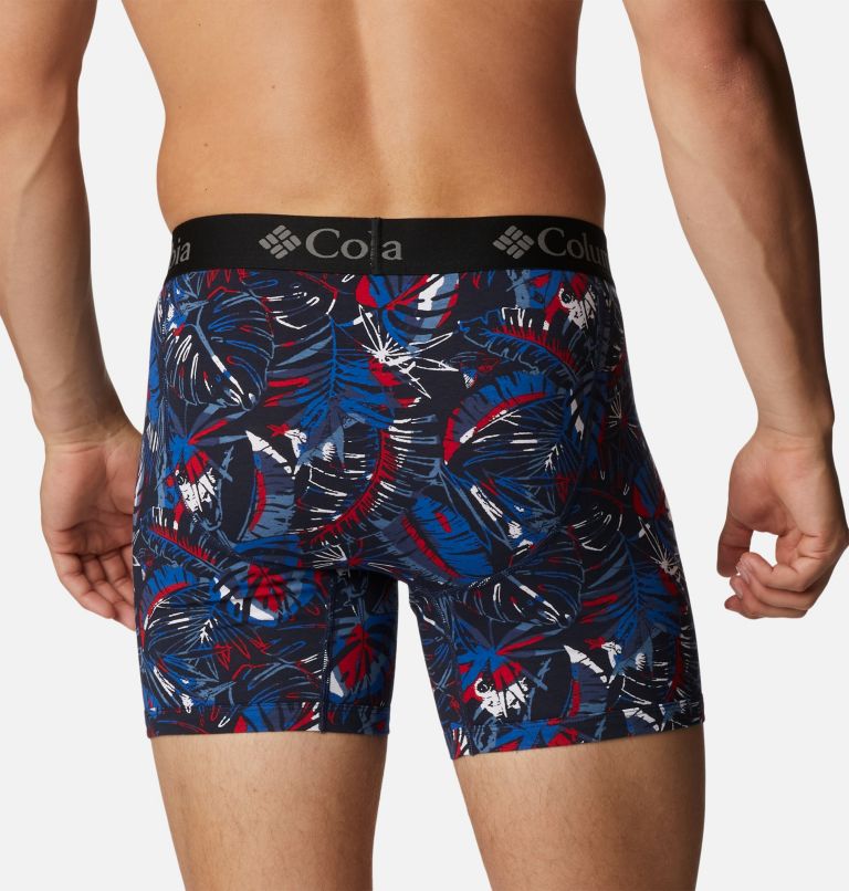 Underwear, Mens Columbia Sportswear Printed Stretch Boxer Brief - 3pk  Collegiate Navy/Mountain Red/Jet Stream