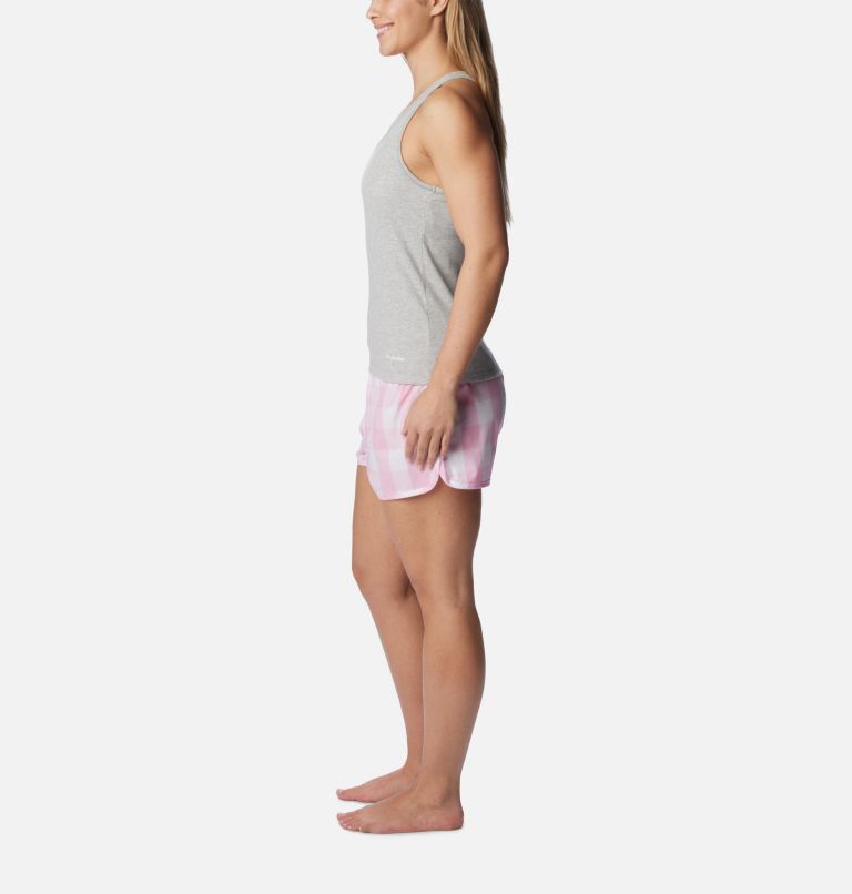 Women's Tank and Shorts Sleep Set, Color: Light Grey Heather/Bright Rose, image 3