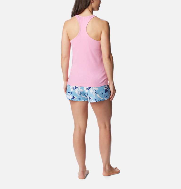 Women's Tank and Shorts Sleep Set, Color: Bright Rose/Vista Blue, image 2