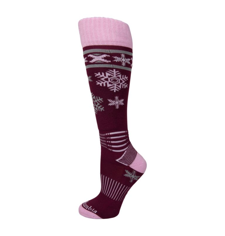Thermolite Eco Snow Angel Over-the-Calf Ski Medium Weight Sock, Color: Marionberry, image 1