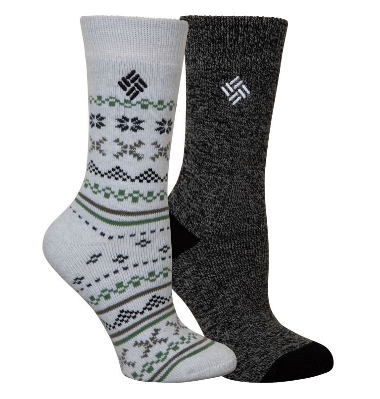 Chaussettes thermiques Fair Isle d'épaisseur moyenne pour femmes, paquet de 2, Color: Safari/Blk-new, image 1