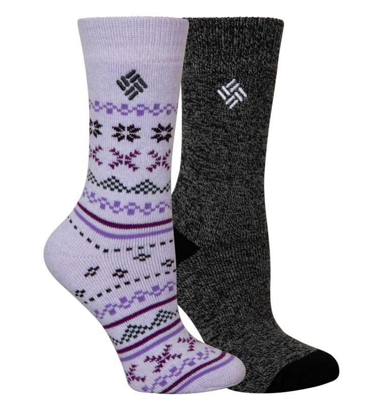 Chaussettes thermiques Fair Isle d'épaisseur moyenne pour femmes, paquet de 2, Color: M. Mist/Blk-new, image 1