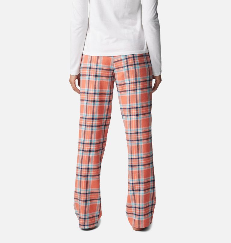 Women's Flannel Pajama Pant, Color: Faded Peach Plaid, image 2
