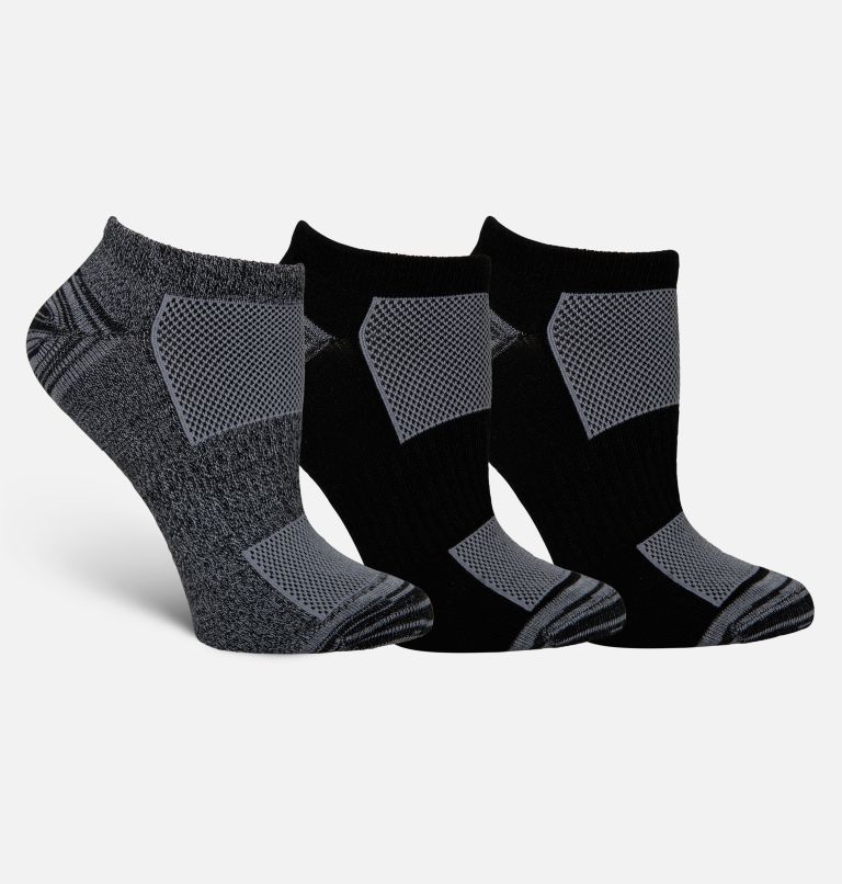 Women's 3PK Flat-Knit No-Show Socks, Color: Black Marled,Black,Black, image 1