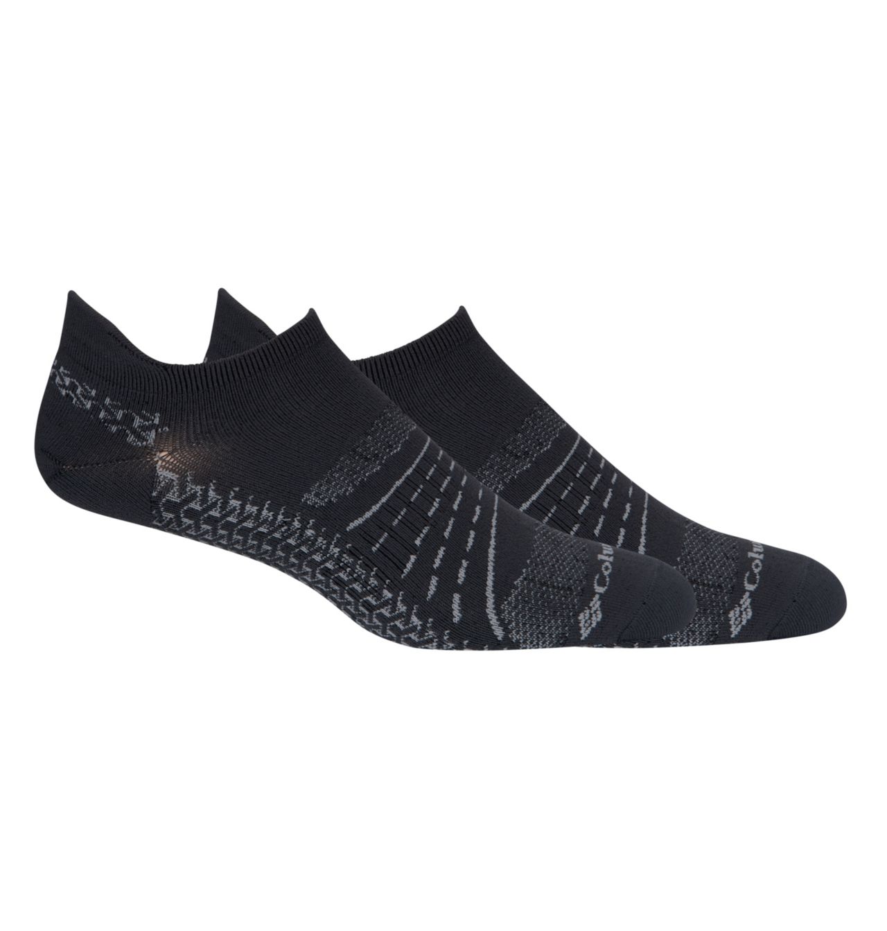 Columbia Men's Mapped No Show Socks 2-Pair - Dark Grey Cooling Athletic Socks