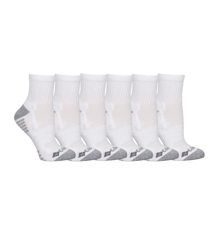 Women's 6PK QTR W/ Pique Footbed Socks | 100 | O/S, Color: WHITE, image 1