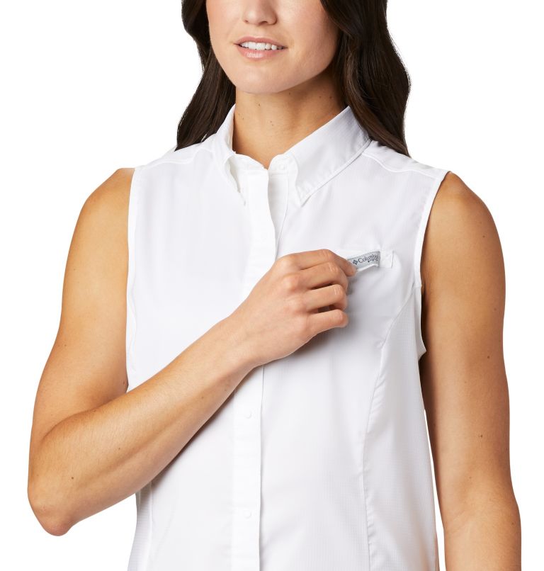 Women’s PFG Tamiami Sleeveless Shirt, Color: White, image 4