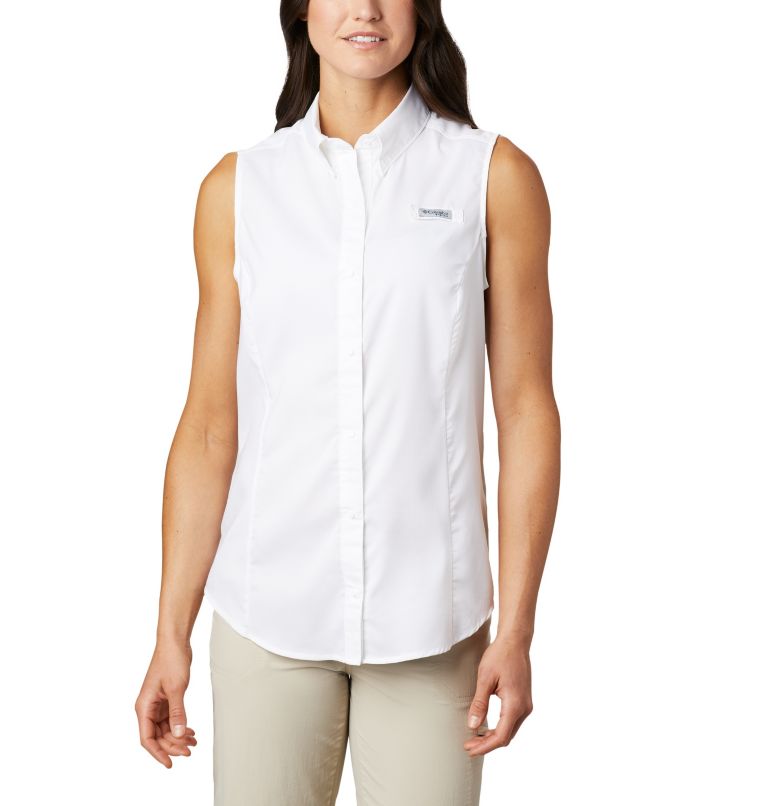 Thumbnail: Women’s PFG Tamiami Sleeveless Shirt, Color: White, image 1