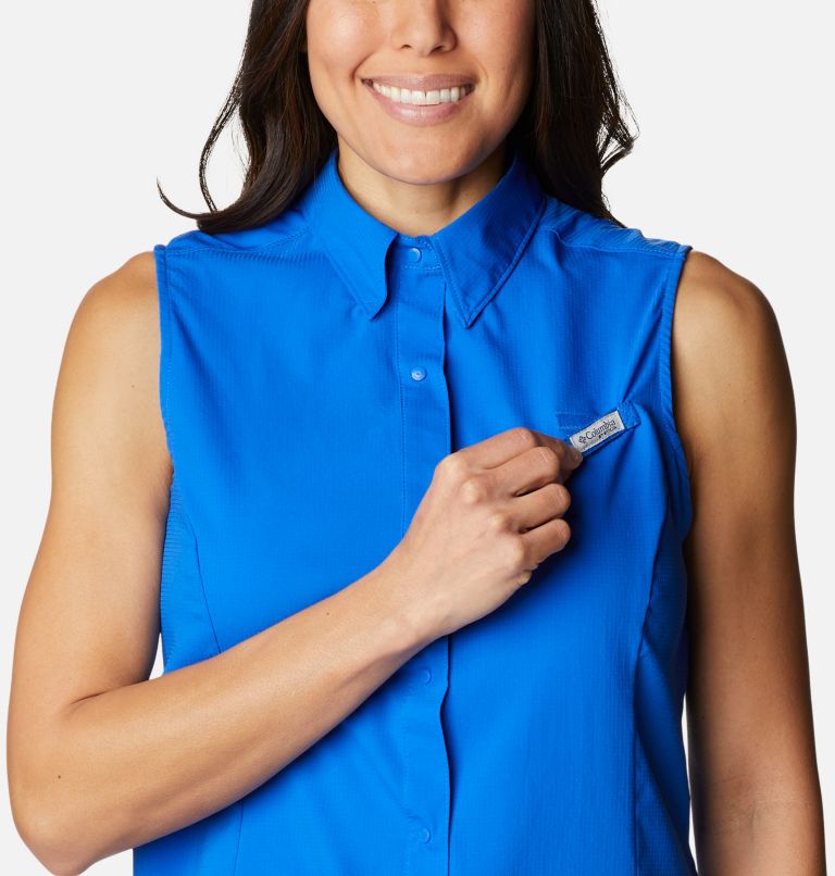 Women’s PFG Tamiami Sleeveless Shirt, Color: Blue Macaw, image 4