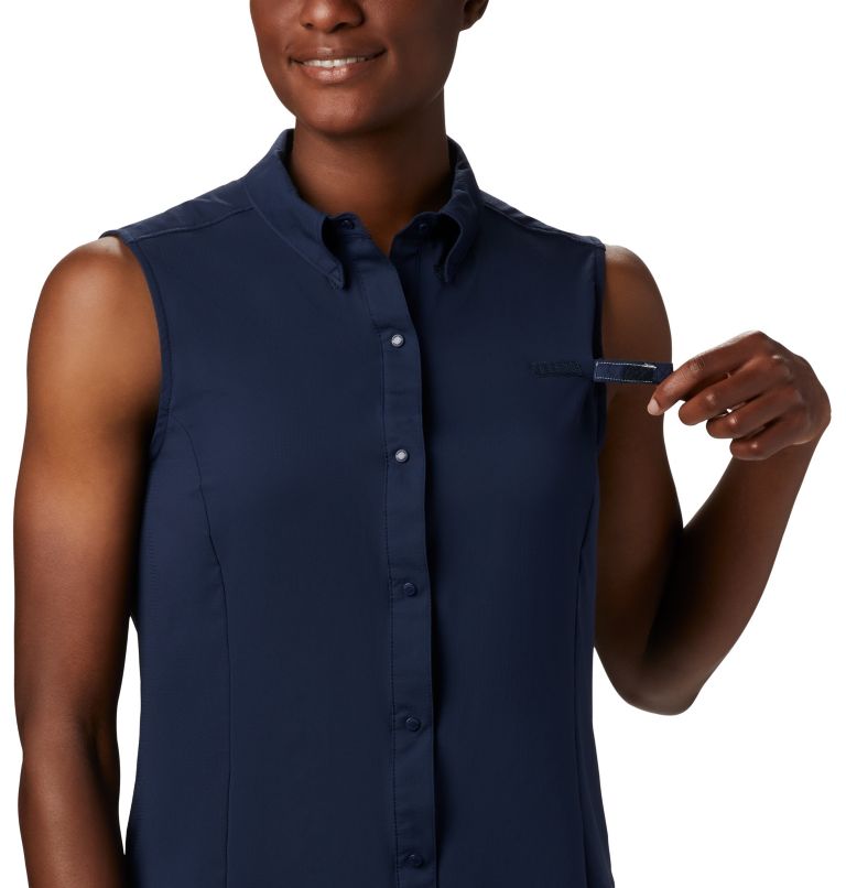 Thumbnail: Women’s PFG Tamiami Sleeveless Shirt, Color: Collegiate Navy, image 4