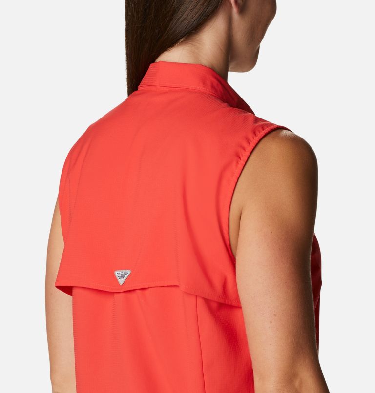 Women’s PFG Tamiami Sleeveless Shirt, Color: Red Hibiscus, image 5