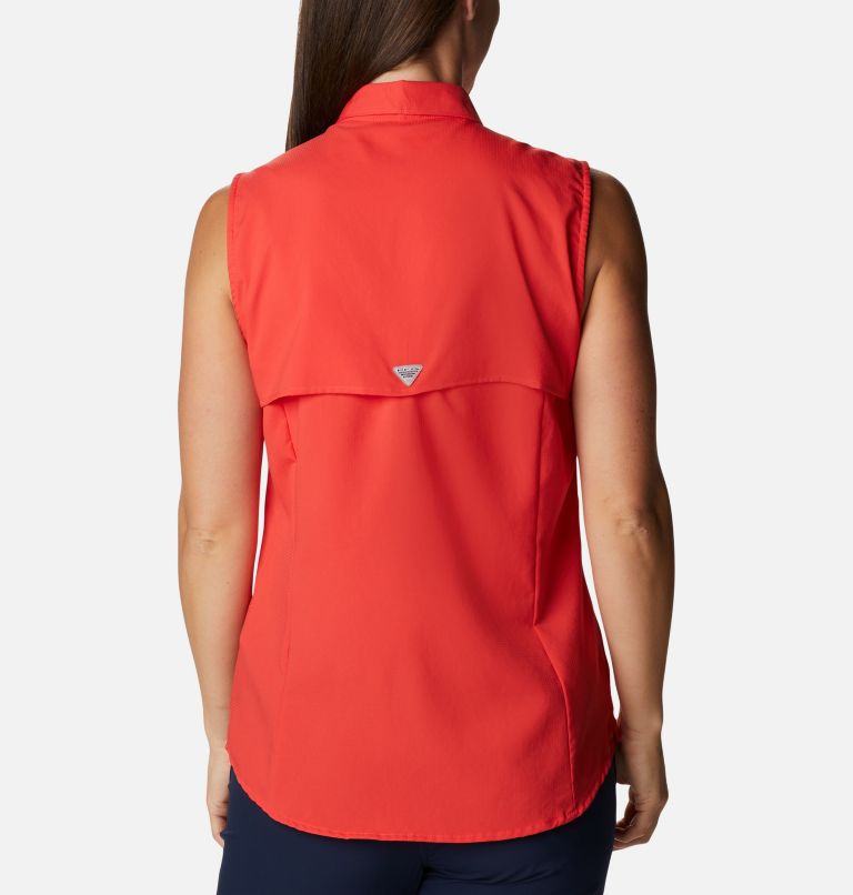 Women’s PFG Tamiami Sleeveless Shirt, Color: Red Hibiscus, image 2