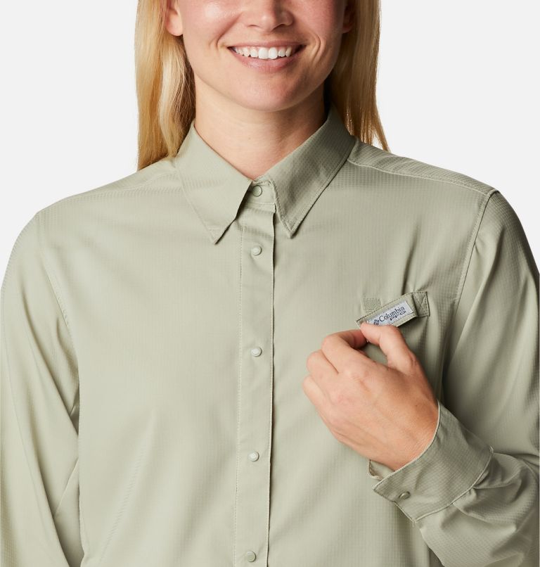 Women’s PFG Tamiami II Long Sleeve Shirt, Color: Safari, image 4