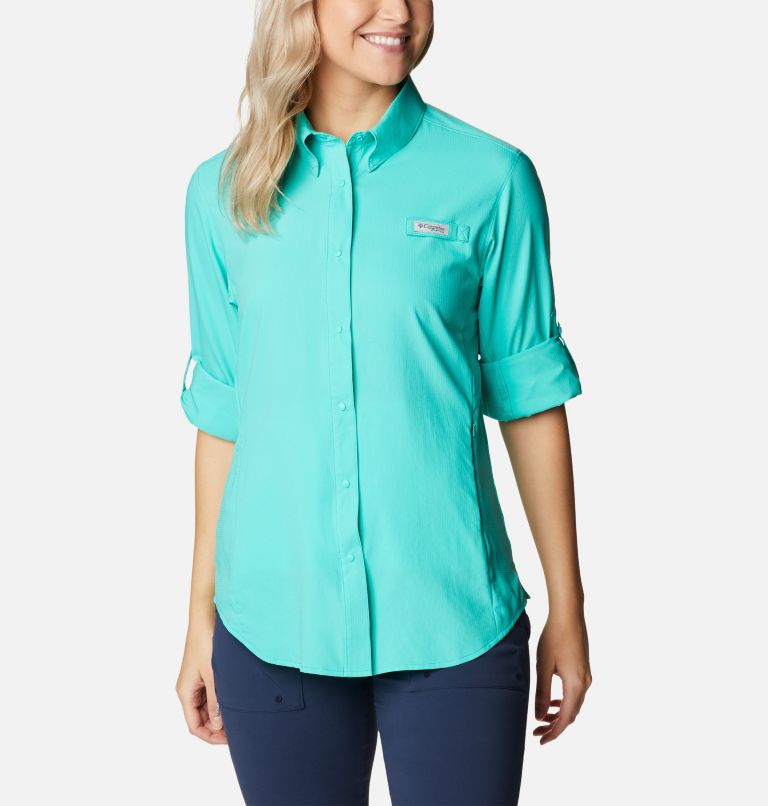 Women’s PFG Tamiami II Long Sleeve Shirt, Color: Electric Turquoise