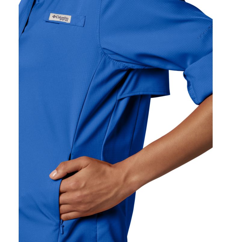 Thumbnail: Women’s PFG Tamiami II Long Sleeve Shirt, Color: Blue Macaw, image 4