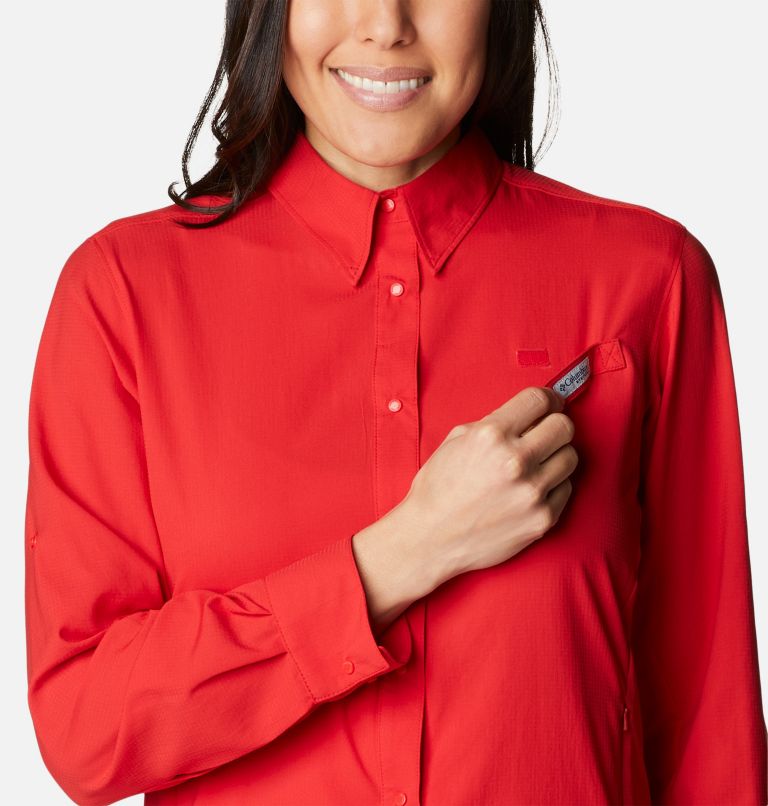 Women’s PFG Tamiami II Long Sleeve Shirt, Color: Red Spark