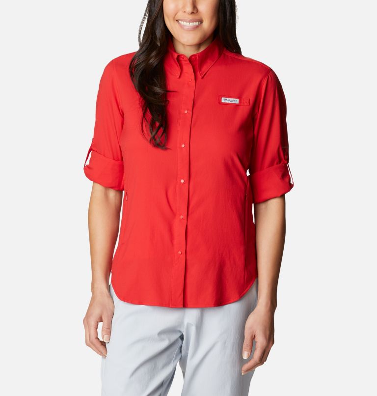 Women’s PFG Tamiami II Long Sleeve Shirt, Color: Red Spark