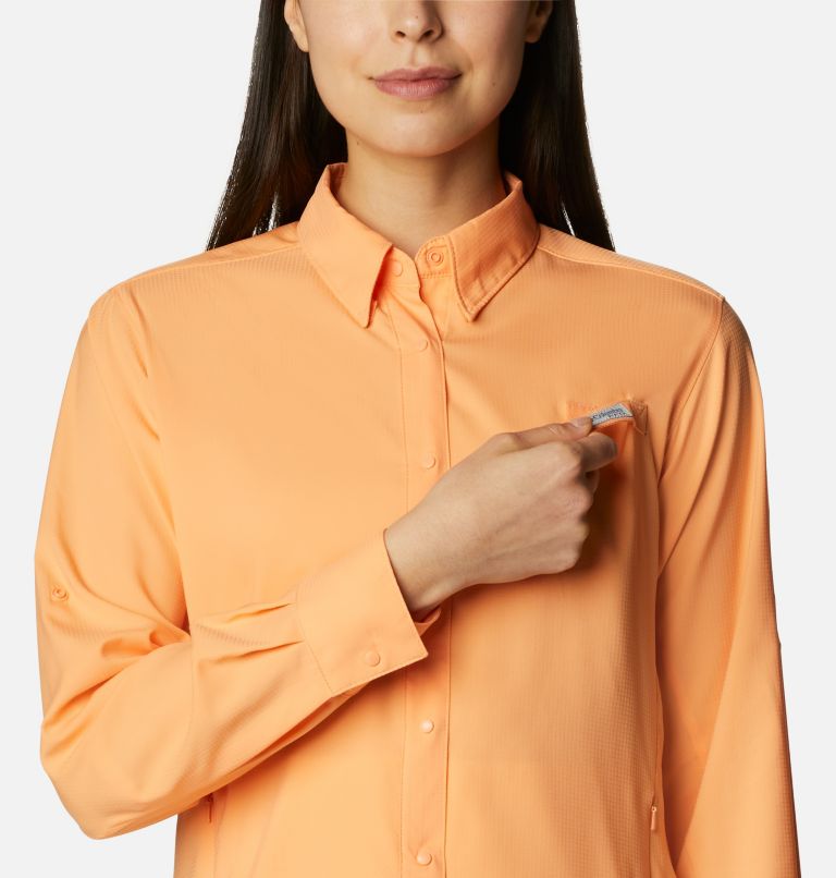 Women’s PFG Tamiami II Long Sleeve Shirt, Color: Bright Nectar, image 4