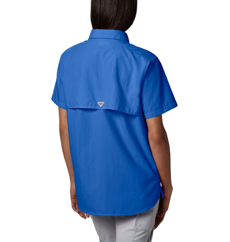 Thumbnail: Women’s PFG Bahama Short Sleeve Shirt, Color: Blue Macaw, image 4