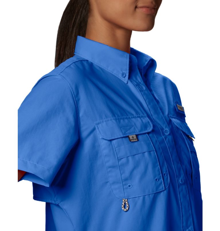 Women’s PFG Bahama Short Sleeve Shirt, Color: Blue Macaw, image 5