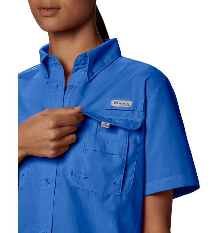 Thumbnail: Women’s PFG Bahama Short Sleeve Shirt, Color: Blue Macaw, image 6