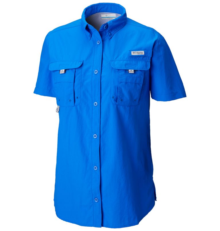 Women’s PFG Bahama Short Sleeve Shirt, Color: Blue Macaw, image 1