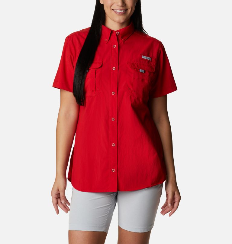 Thumbnail: Women’s PFG Bahama Short Sleeve Shirt, Color: Red Spark, image 1