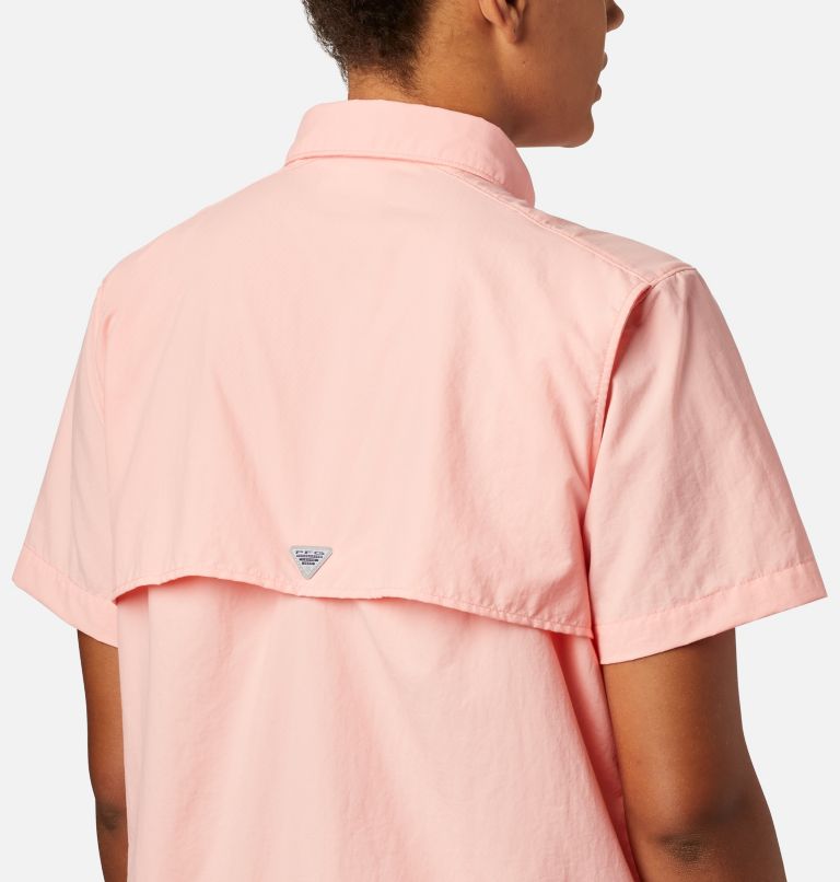 Women’s PFG Bahama Short Sleeve Shirt, Color: Tiki Pink, image 5