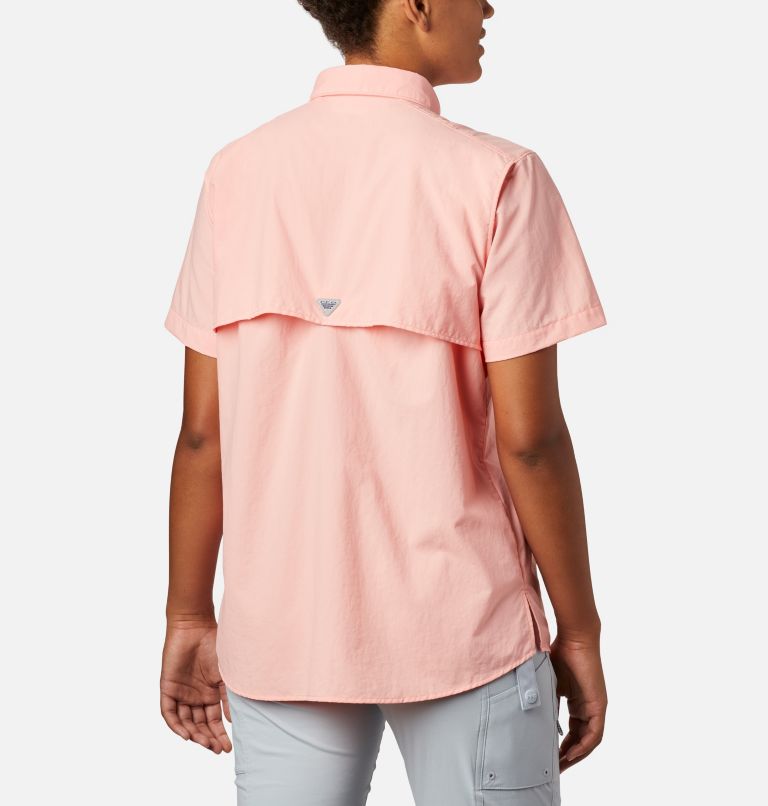 Women’s PFG Bahama Short Sleeve Shirt, Color: Tiki Pink, image 2