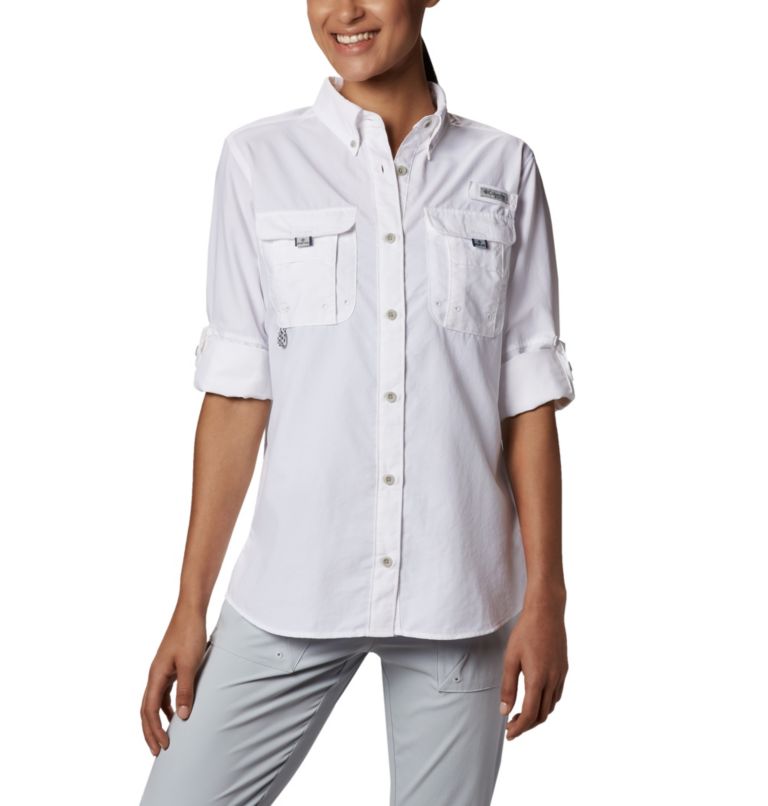 Women’s PFG Bahama Long Sleeve Shirt, Color: White, image 3