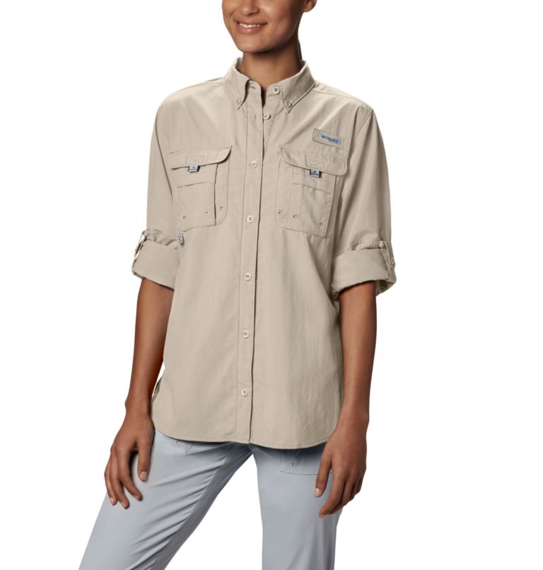 Women’s PFG Bahama Long Sleeve Shirt, Color: Fossil, image 3