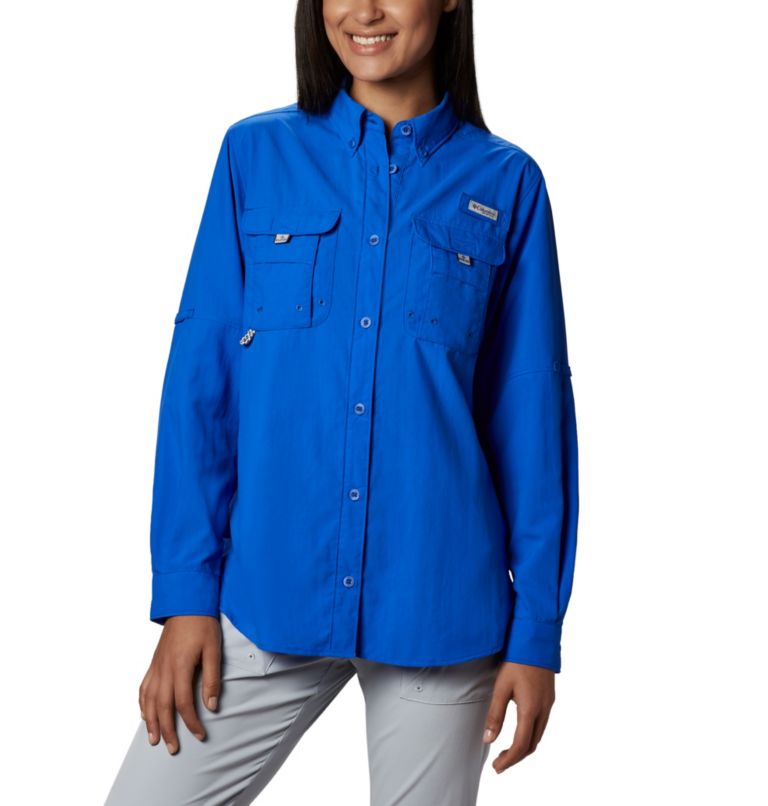 Women’s PFG Bahama Long Sleeve Shirt, Color: Blue Macaw, image 1